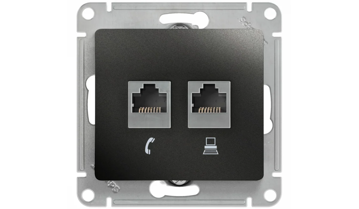 Розетка серии Glossa двойная RJ11+RJ45