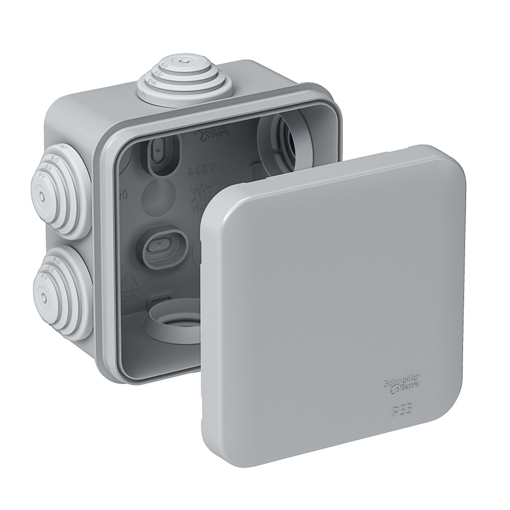MULTIBOX Коробка распред. откр. установки 70x70x40, габариты 95х95х48, IP55 СЕРАЯ