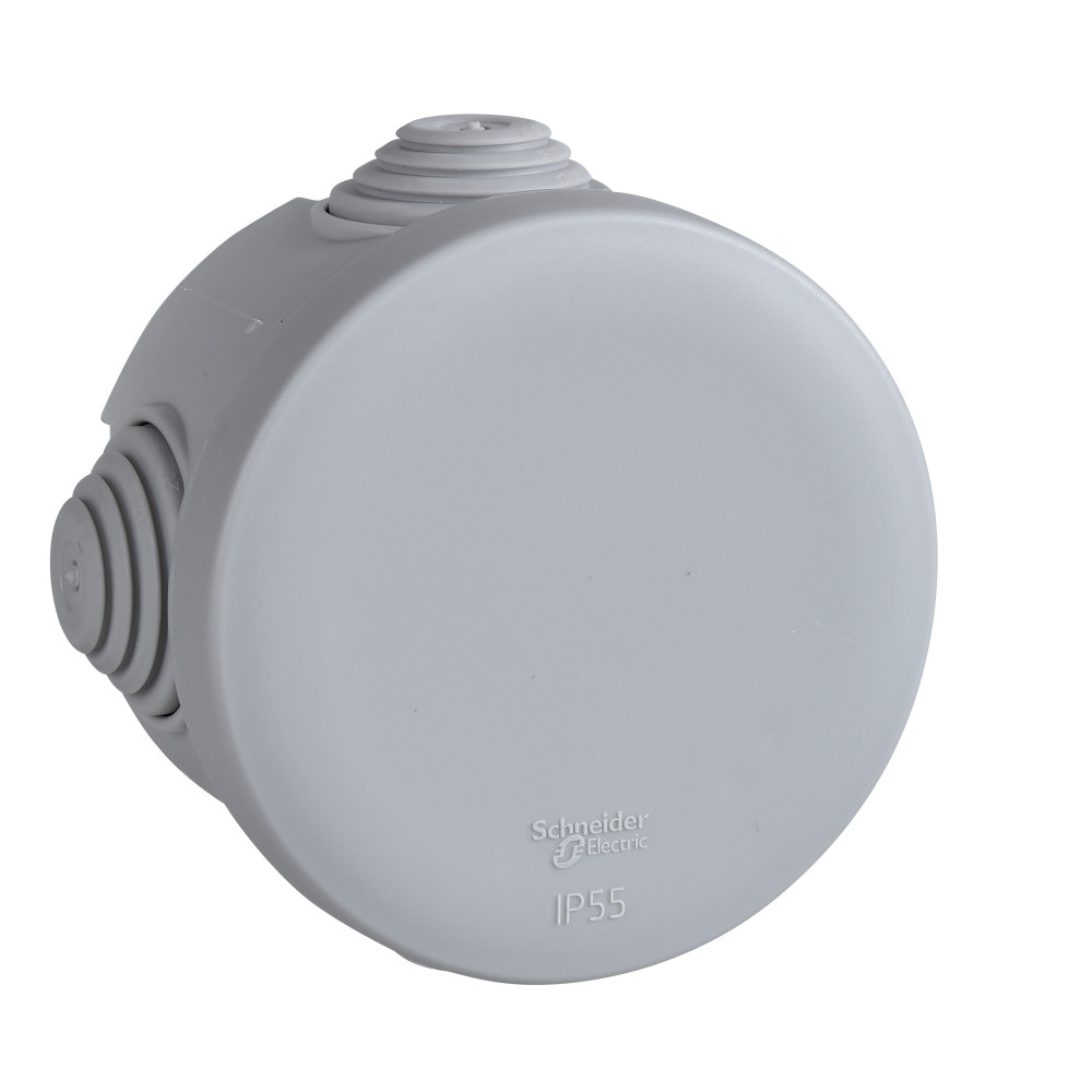 MULTIBOX Коробка распред. откр. установки D65x40, габариты D84х48, IP55, 4 сальника СЕРАЯ