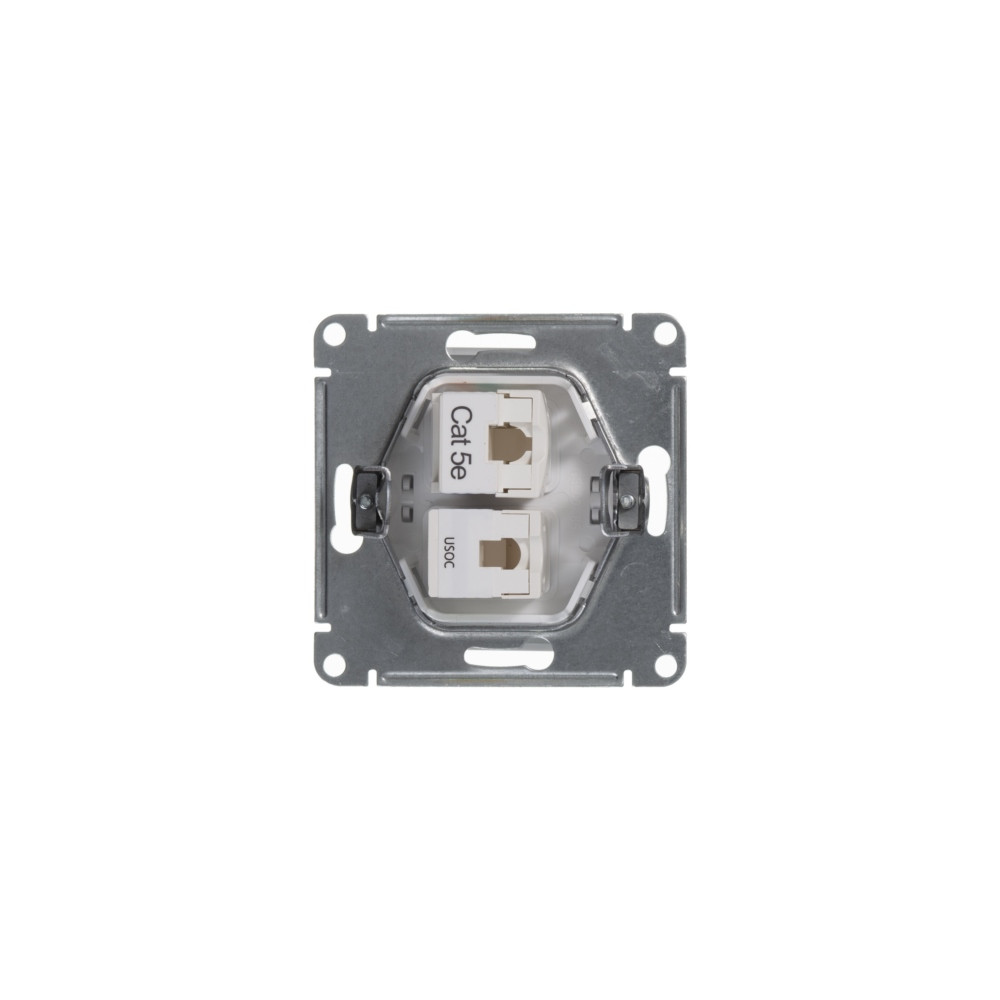 GLOSSA РОЗЕТКА двойная RJ11+RJ45 кат.5e, механизм, БЕЛЫЙ