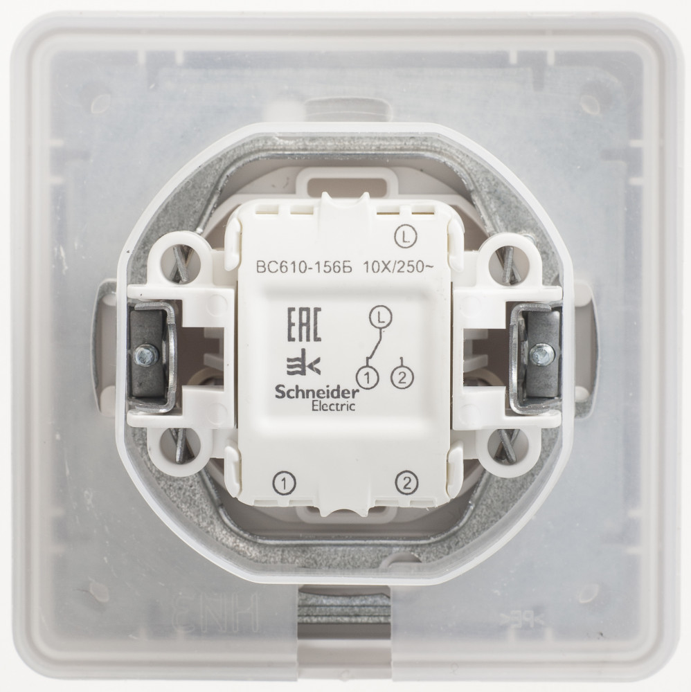 W59 AQUA 1-клавишный ПЕРЕКЛЮЧАТЕЛЬ, IP44, сх.6, 10АХ, в сборе, БЕЛЫЙ
