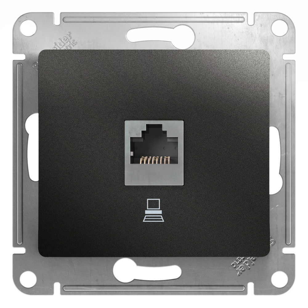 GLOSSA РОЗЕТКА компьютерная RJ45 кат. 5e, механизм, АНТРАЦИТ