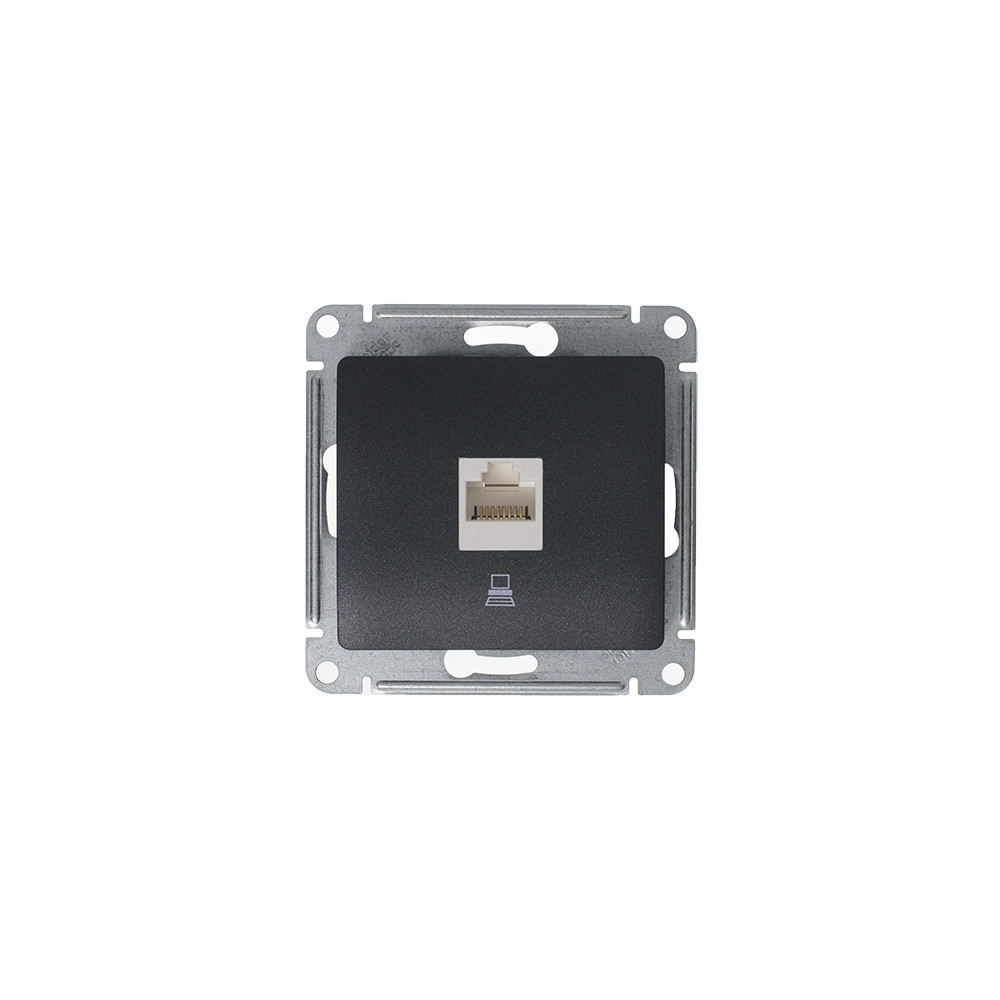 GLOSSA РОЗЕТКА компьютерная RJ45 кат. 5e, механизм, АНТРАЦИТ