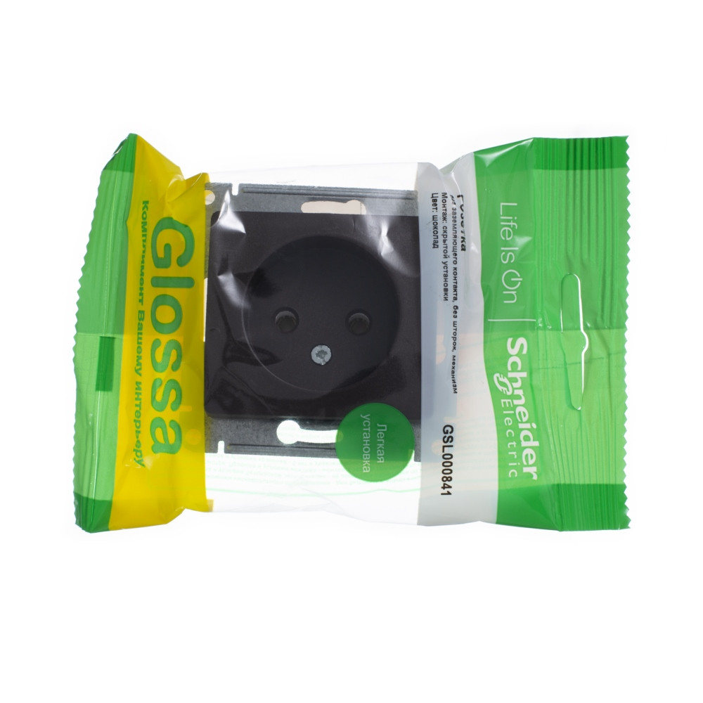 GLOSSA РОЗЕТКА без заземления, 16А, механизм, ШОКОЛАД
