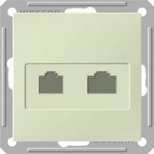 W59 РОЗЕТКА двойная RJ11+RJ45 кат.5e, механизм, СЛОНОВАЯ КОСТЬ