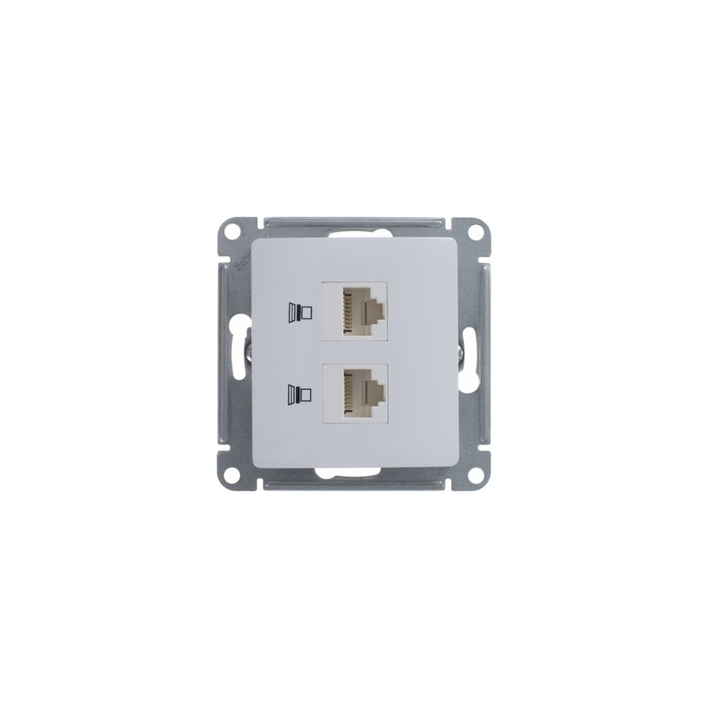 GLOSSA РОЗЕТКА двойная компьютерная RJ45+RJ45 кат. 5e, механизм, БЕЛЫЙ