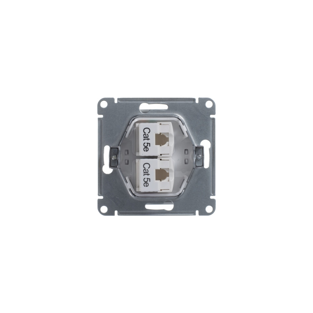 GLOSSA РОЗЕТКА двойная компьютерная RJ45+RJ45 кат. 5e, механизм, БЕЛЫЙ