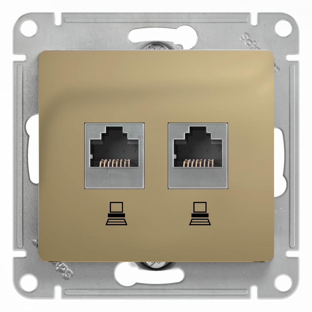 GLOSSA РОЗЕТКА двойная компьютерная RJ45+RJ45 кат. 5e, механизм, ТИТАН