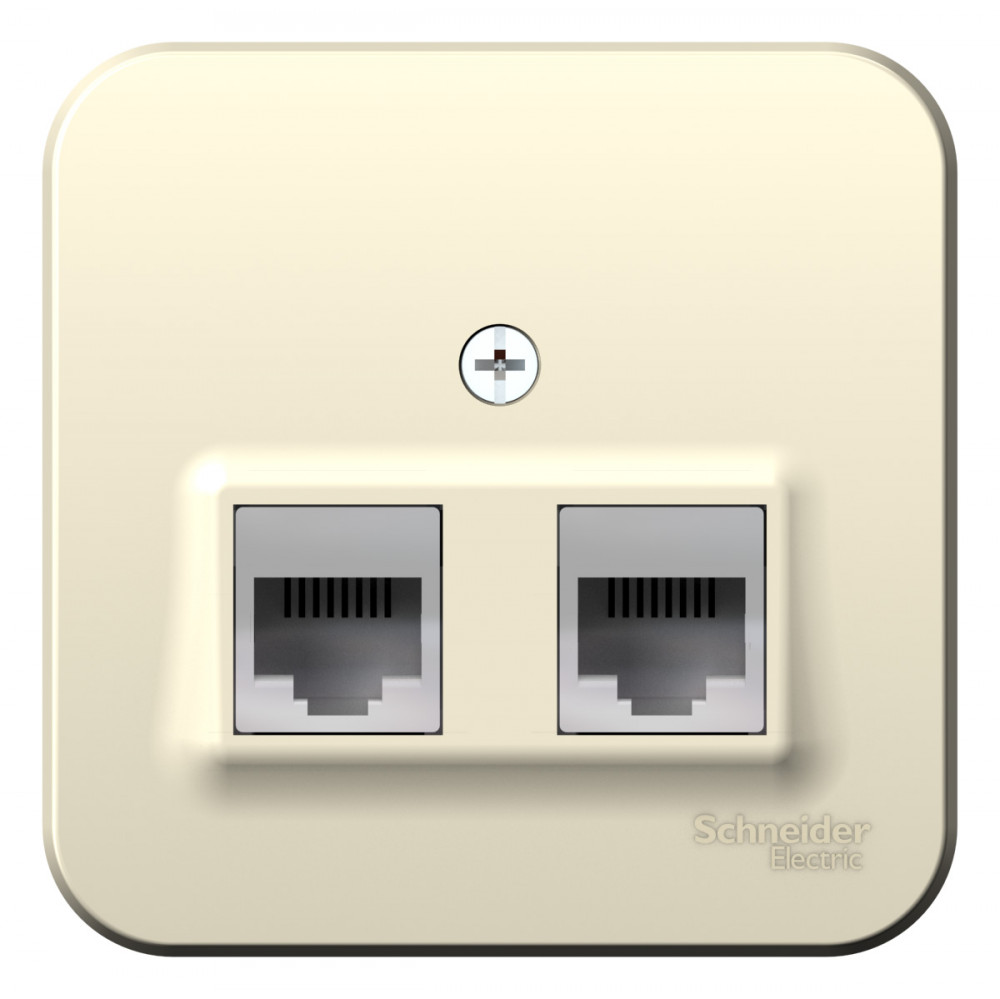 BLANCA О/У РОЗЕТКА двойная: комп.RJ45, кат.5E + телеф. RJ11, ИЗОЛ.ПЛ., МОЛОЧНЫЙ