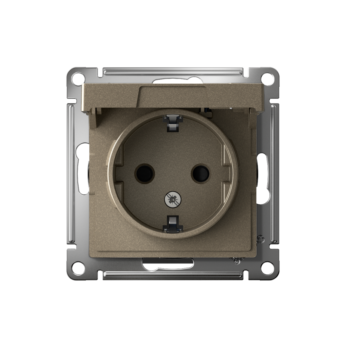 ATLASDESIGN РОЗЕТКА с заземлением со шторками с крышкой, 16А, IP20, механизм, ШАМПАНЬ