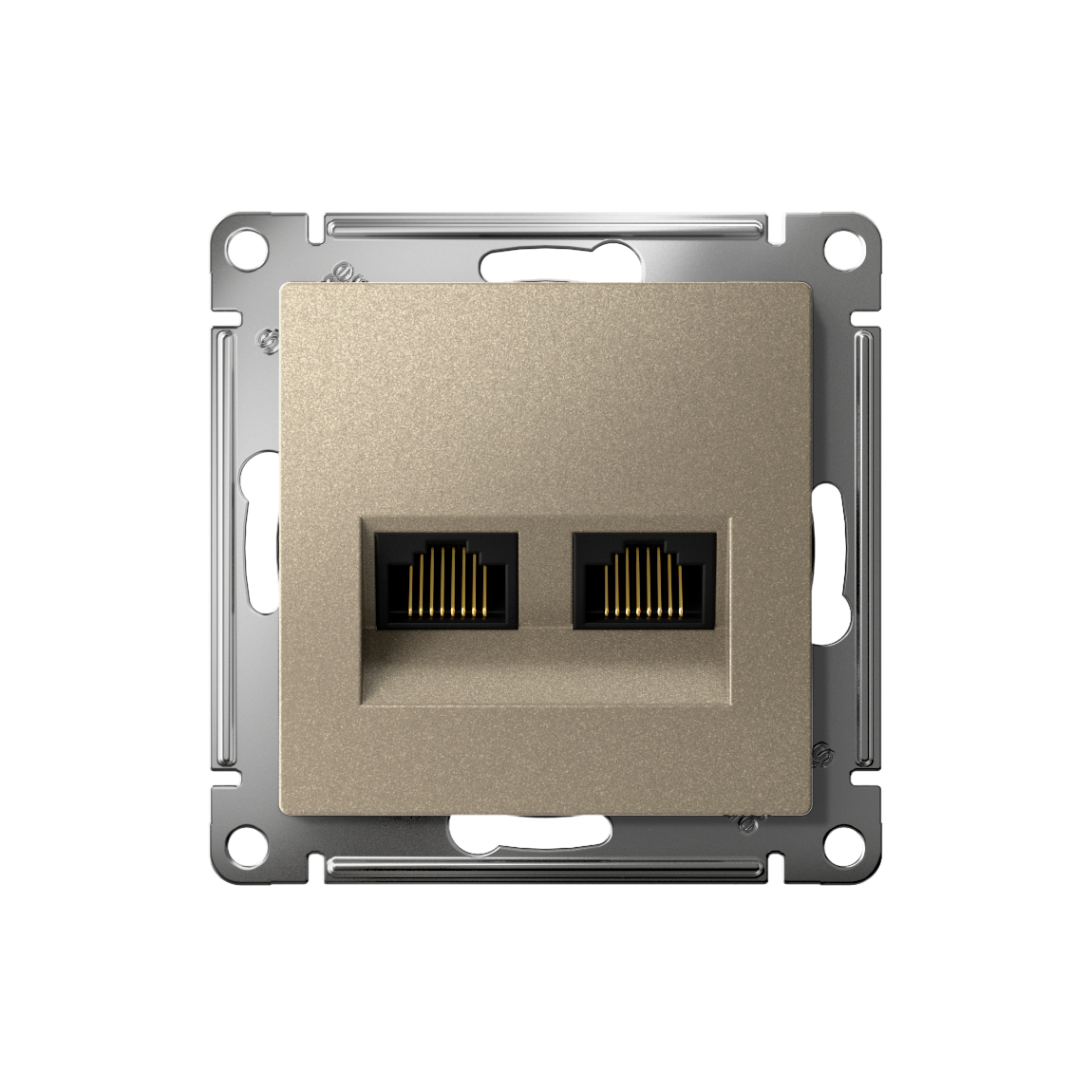 ATLASDESIGN РОЗЕТКА двойная компьютерная RJ45+RJ45 кат. 5e, механизм, ШАМПАНЬ