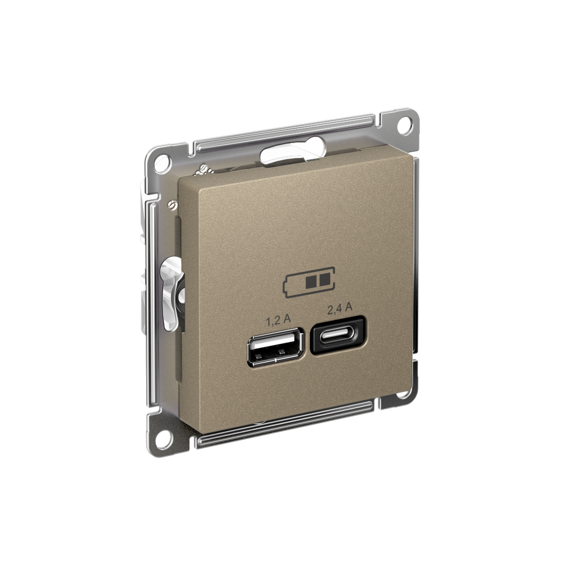 ATLASDESIGN USB РОЗЕТКА А+С, 5В/2,4А, 2х5В/1,2А, механизм, ШАМПАНЬ