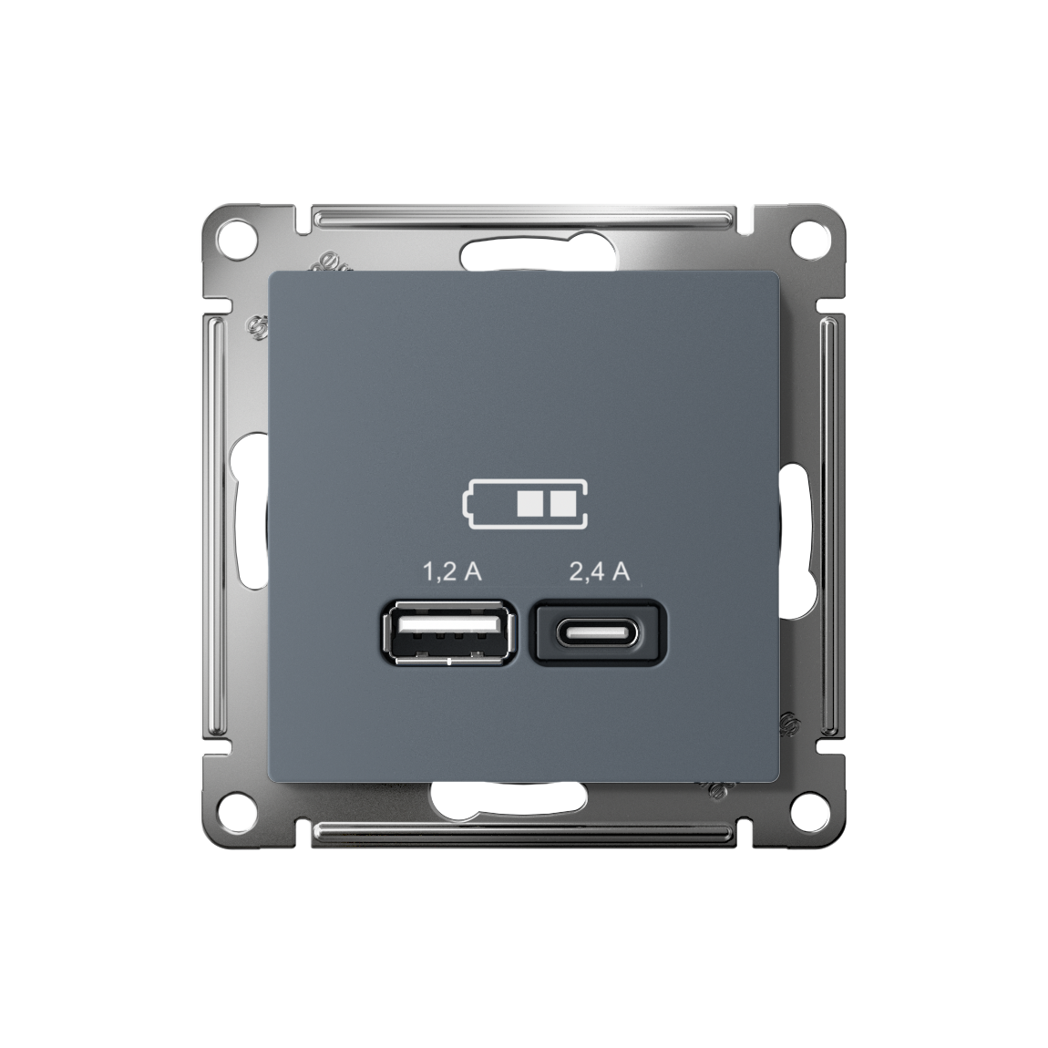 ATLASDESIGN USB РОЗЕТКА А+С, 5В/2,4А, 2х5В/1,2А, механизм, ГРИФЕЛЬ