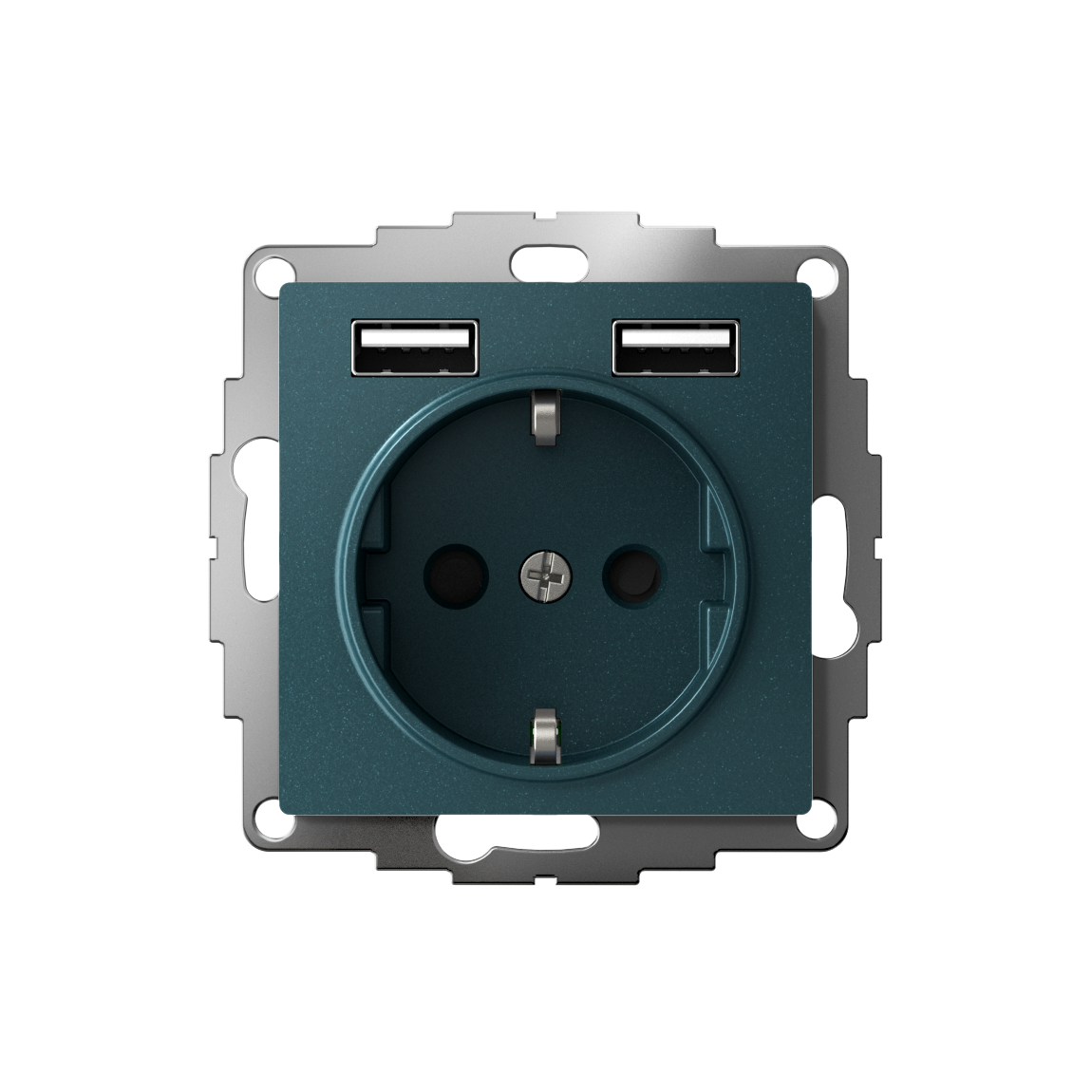 ATLASDESIGN РОЗЕТКА 16А c 2 USB A+A, 5В/2,4А, 2х5В/1,2А, механизм, ИЗУМРУД