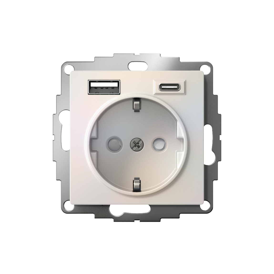 ATLASDESIGN РОЗЕТКА 16А c 2 USB A+C, 5В/2,4А/3,0А, 2х5В/1,5А, механизм, ЖЕМЧУГ