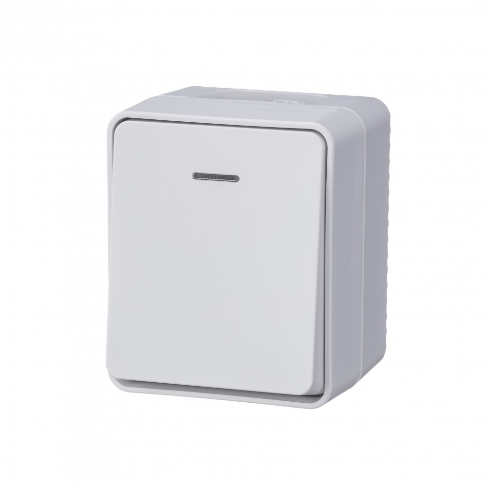 Выключатель "AtlasDеsign" IP54 О/У 1кл. с подсв. (250В, 10АХ)