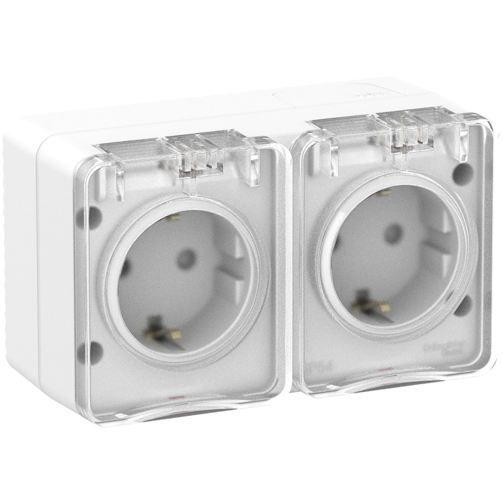 Розетка "AtlasDеsign" IP54 О/У с ЗазК. 2м.(250В,16А, защит.шторки)