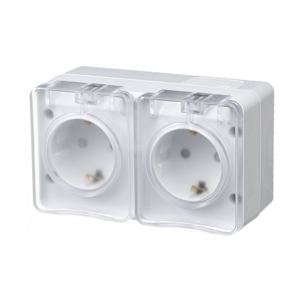 Розетка "AtlasDеsign" IP54 О/У с ЗазК. 2м.(250В,16А, защит.шторки)