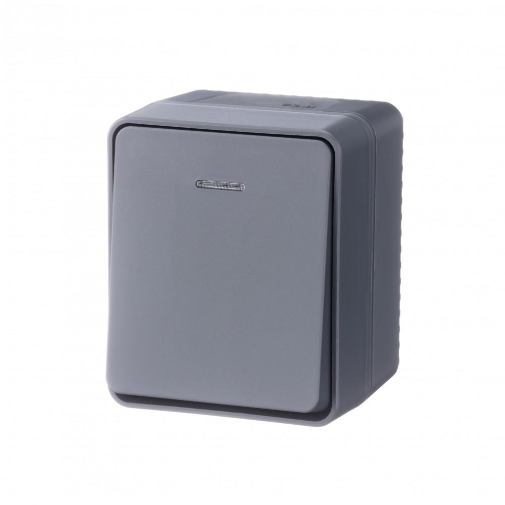 Выключатель "AtlasDеsign" IP54 О/У 1кл. с подсв. (250В, 10АХ)