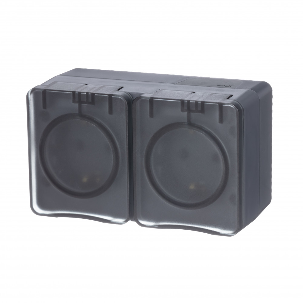 Розетка "AtlasDеsign" IP54 О/У с ЗазК. 2м.(250В,16А, защит.шторки)