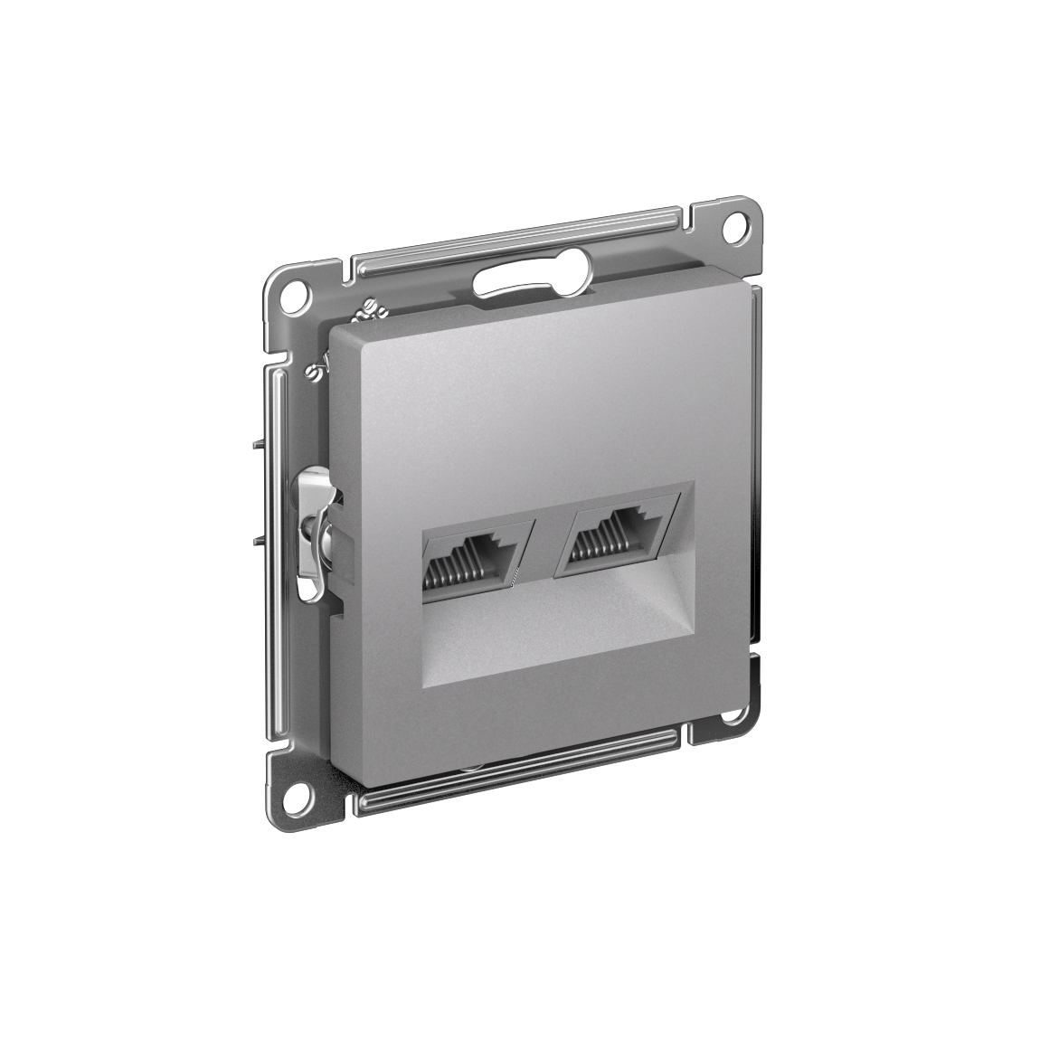 ATLASDESIGN РОЗЕТКА двойная компьютерная RJ45+RJ45 кат. 6А, механизм, АЛЮМИНИЙ
