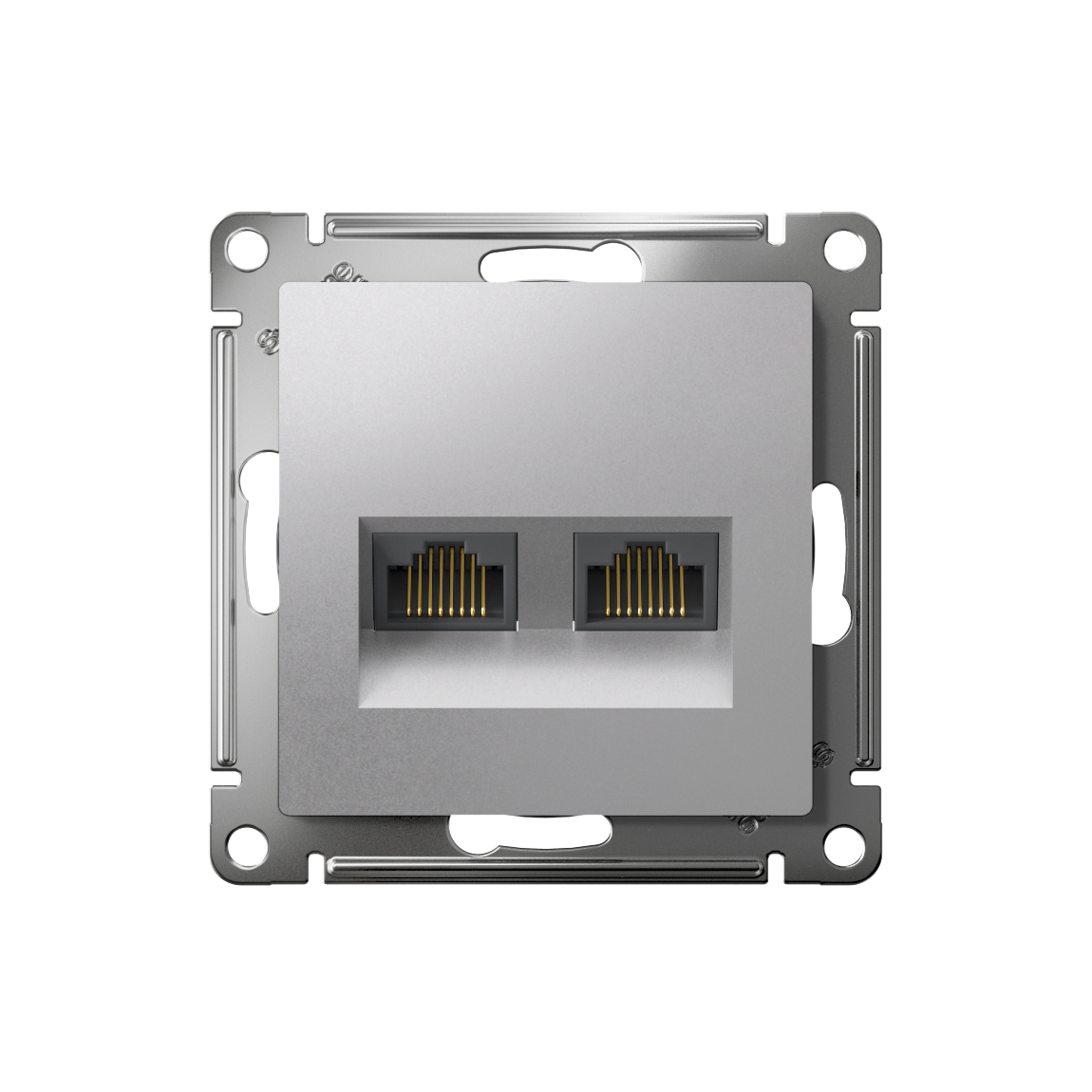ATLASDESIGN РОЗЕТКА двойная компьютерная RJ45+RJ45 кат. 6А, механизм, АЛЮМИНИЙ
