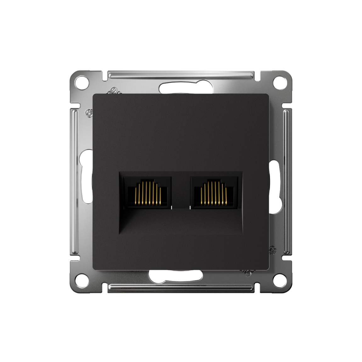 ATLASDESIGN РОЗЕТКА двойная компьютерная RJ45+RJ45 кат. 6А, механизм, КАРБОН