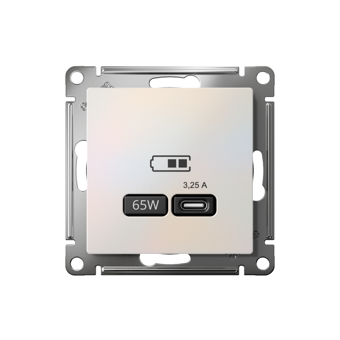 ATLASDESIGN USB РОЗЕТКА тип-С 65Вт высокоскор.заряд. QC, PD, механизм, ЖЕМЧУГ