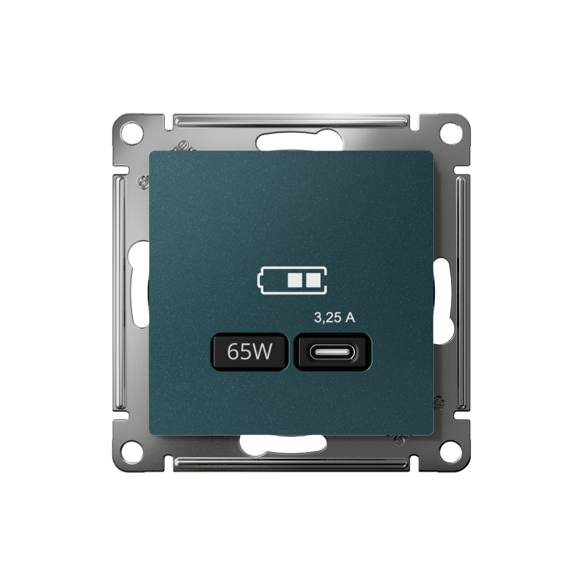 ATLASDESIGN USB РОЗЕТКА тип-С 65Вт высокоскор.заряд. QC, PD, механизм, ИЗУМРУД