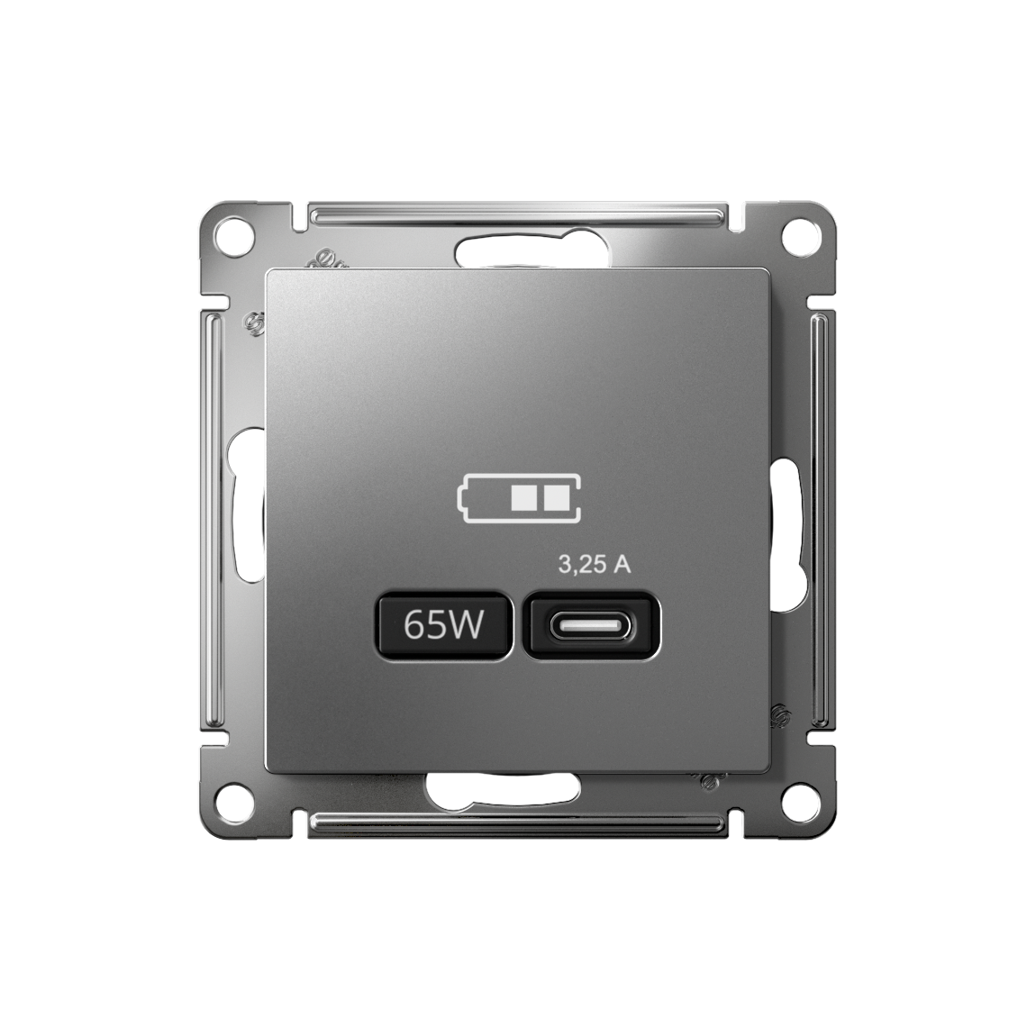 ATLASDESIGN USB РОЗЕТКА тип-С 65Вт высокоскор.заряд. QC, PD, механизм, СТАЛЬ