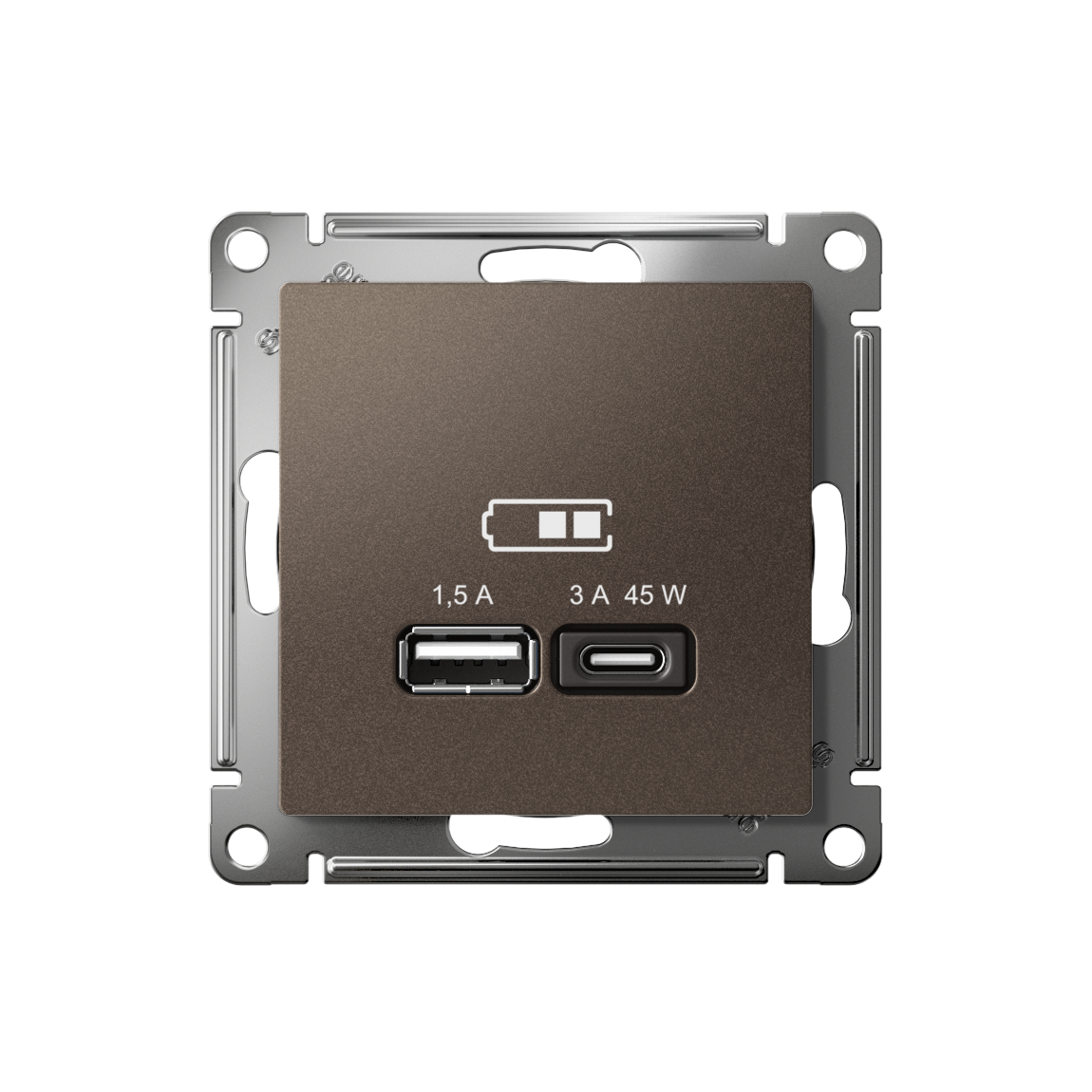 ATLASDESIGN USB РОЗЕТКА A + тип-C 45Вт высокоскор.заряд. QC, PD, механизм, МОККО