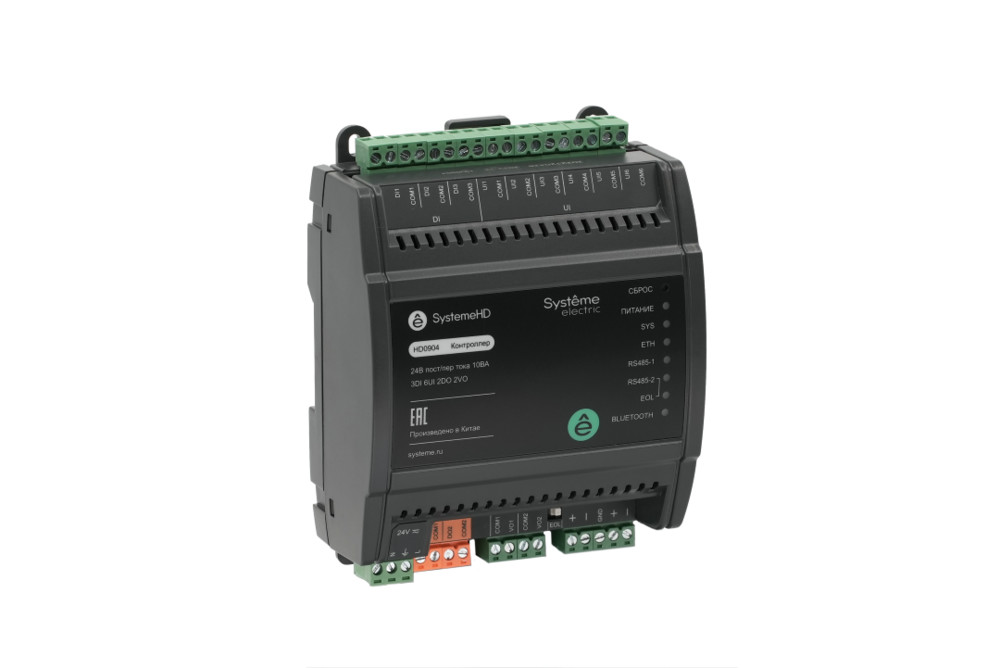 Контроллер SystemeHD, 3DI 6UI 2DO 2VO Ethernet 2RS485 BACnet Modbus ~24В/=24В