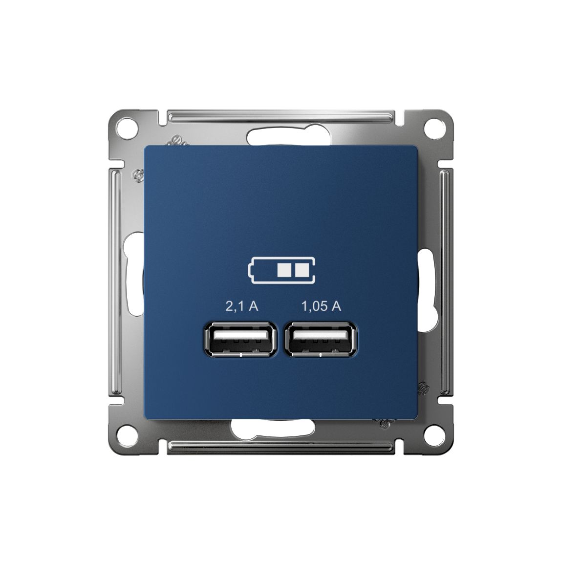 ATLASDESIGN USB РОЗЕТКА A+A, 5В/2,1А, 2х5В/1,05А, механизм, АКВАМАРИН