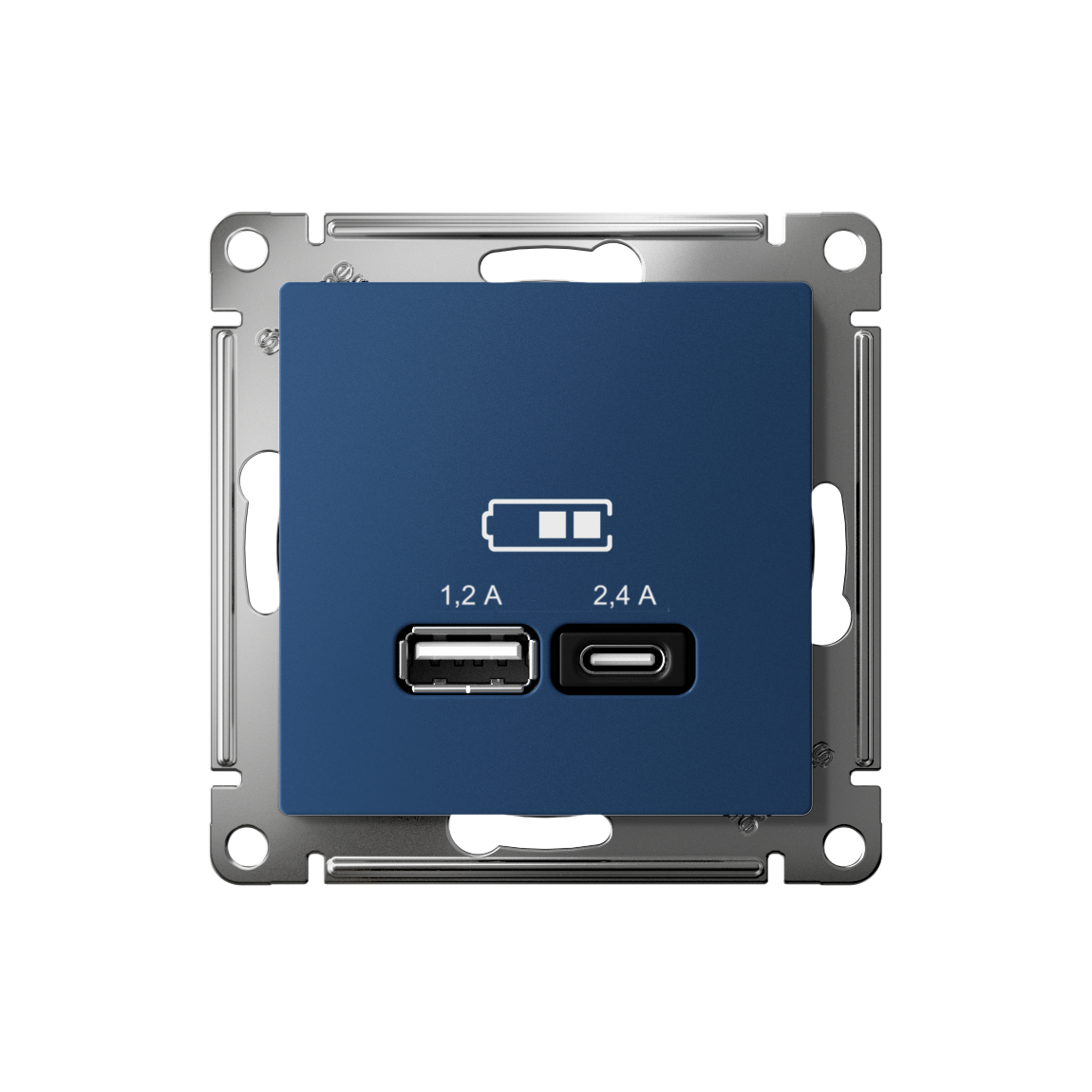ATLASDESIGN USB РОЗЕТКА А+С, 5В/2,4А, 2х5В/1,2А, механизм, АКВАМАРИН