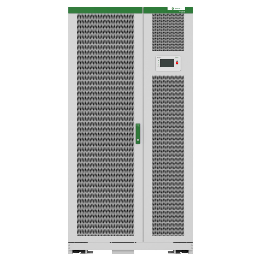 ИБП Uniprom 3L 600кВА с возможностью подключения внешних батарей; в комплект поставки входит карта SNMP, датчик термокомпенсации заряда АКБ и набор для холодного старта ИБП, ПНР 5x8