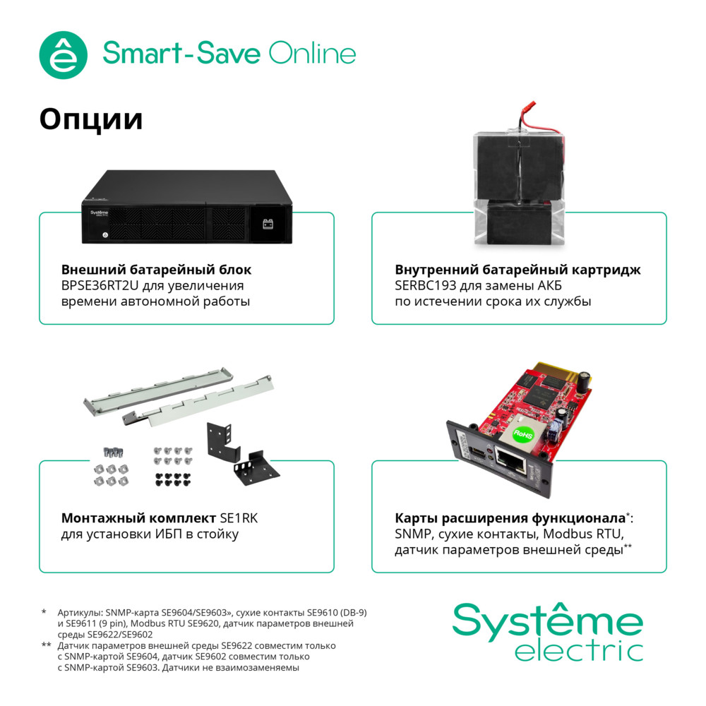 ИБП Smart-Save Online SRT Systeme Electric 1500ВА XL RT 2U 230В 8 C13 SmartSlot