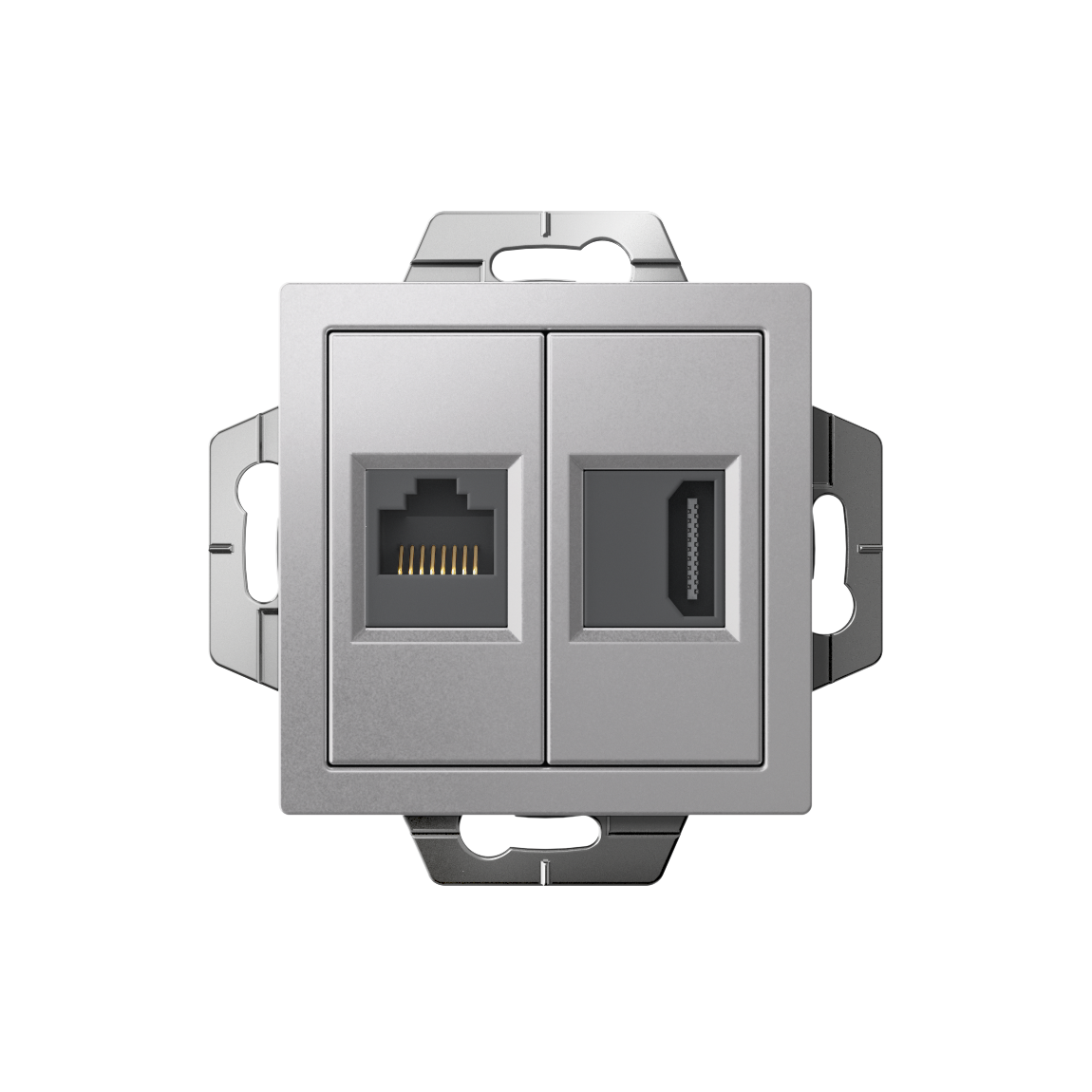 ATLASDESIGN РОЗЕТКА двойная HDMI+RJ45, кат. 5е, механизм, АЛЮМИНИЙ