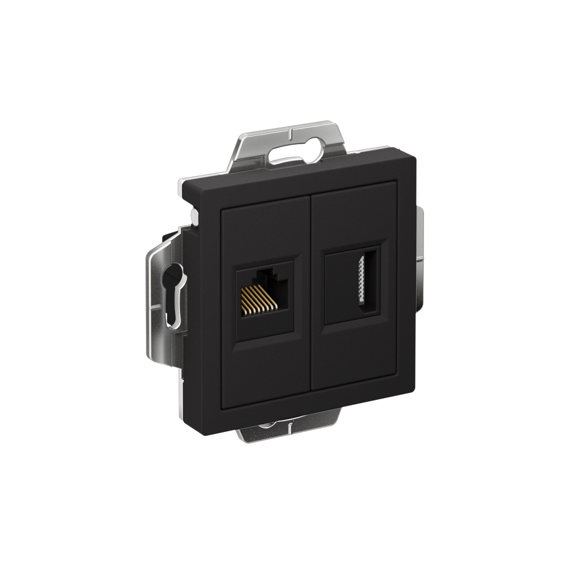 ATLASDESIGN РОЗЕТКА двойная HDMI+RJ45, кат. 5е, механизм, КАРБОН