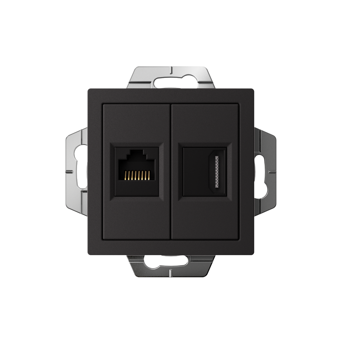 ATLASDESIGN РОЗЕТКА двойная HDMI+RJ45, кат. 5е, механизм, КАРБОН
