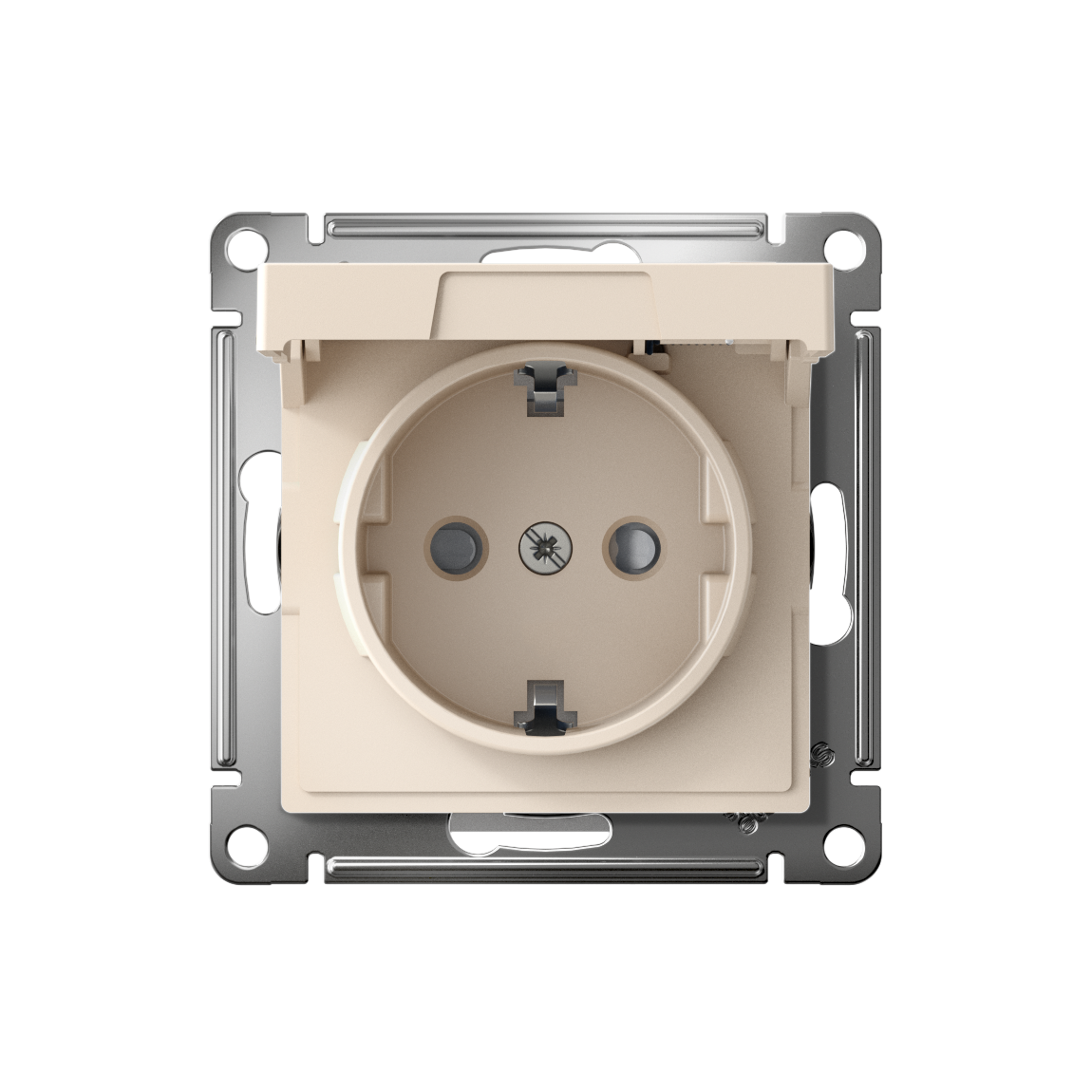 ATLASDESIGN РОЗЕТКА с заземлением со шторками с крышкой,16А,IP20, мех.,быстрозажим. клем., БЕЖЕВЫЙ