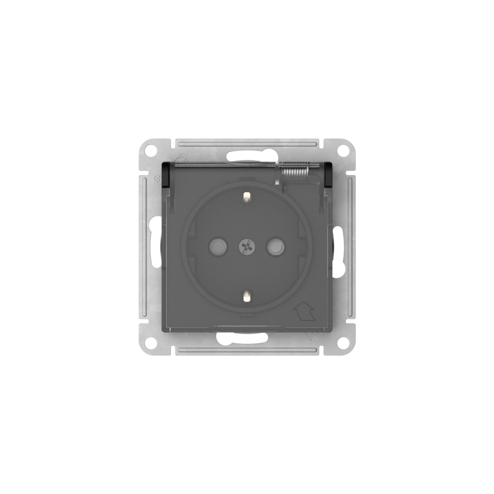 ATLASDESIGN AQUA РОЗЕТКА с зазем. со шт. с прозрач. крыш,16А,IP44, мех., быстрозажим. клем., КАРБОН