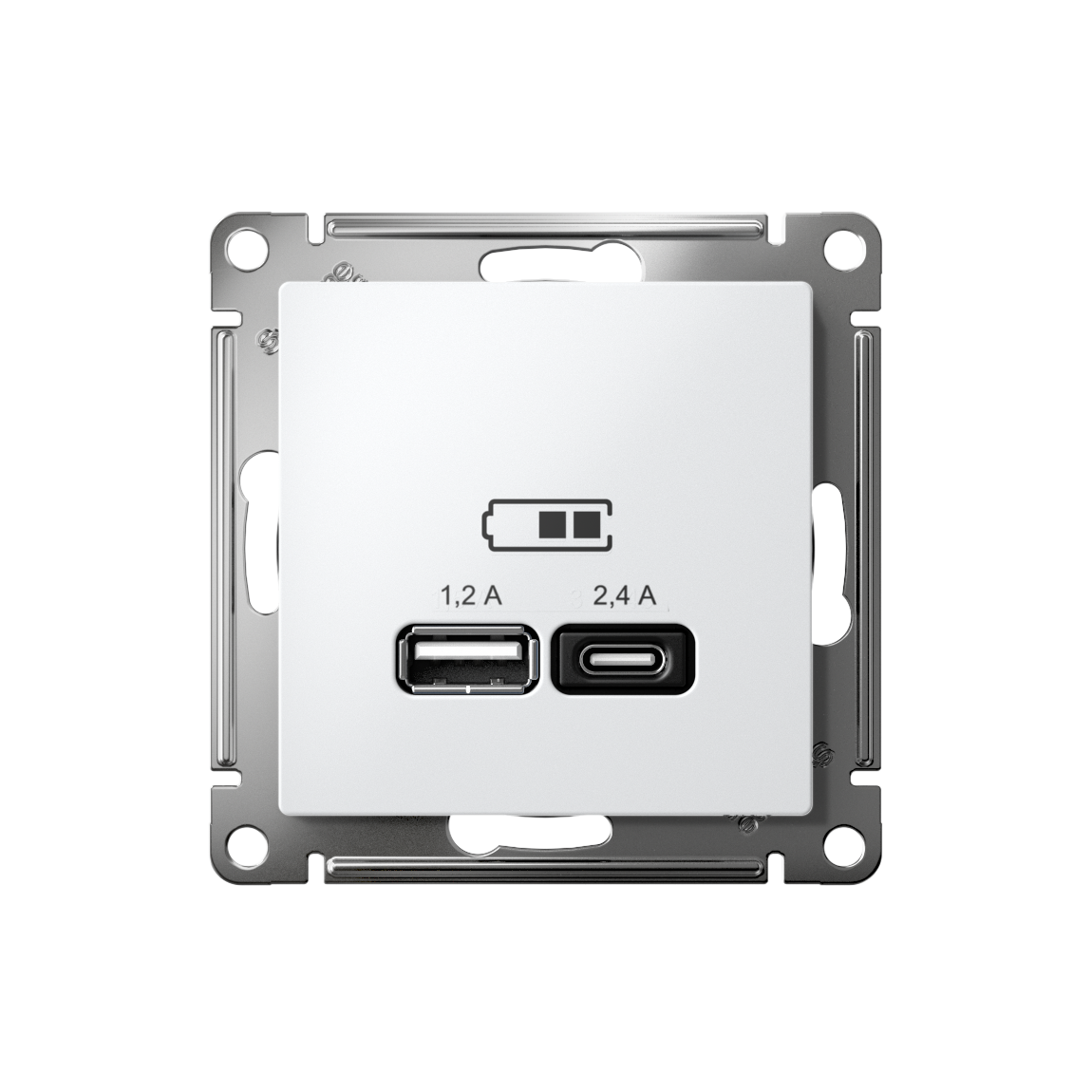 ATLASDESIGN USB РОЗЕТКА А+С, 5В/2,4А, 2х5В/1,2А, механизм, ЛОТОС