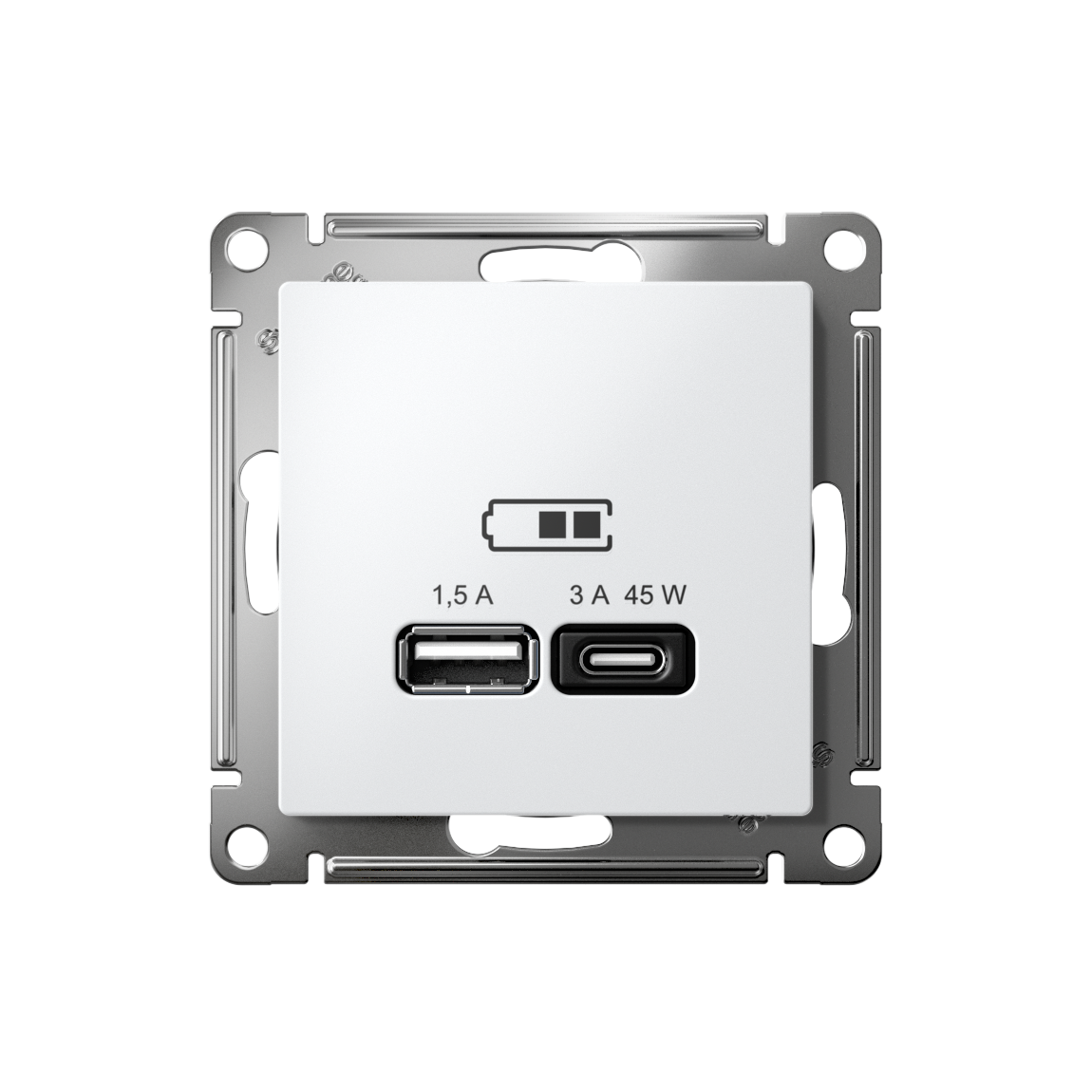 ATLASDESIGN USB РОЗЕТКА A + тип-C 45Вт высокоскор.заряд. QC, PD, механизм, ЛОТОС