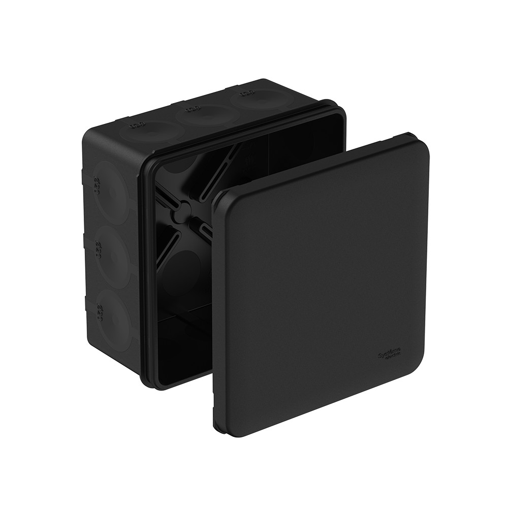 MULTIBOX Коробка распред. 100х100х50 IP66 с 12 мембр. вводами D20, под пистолет ЧЁРНАЯ (со стикером)