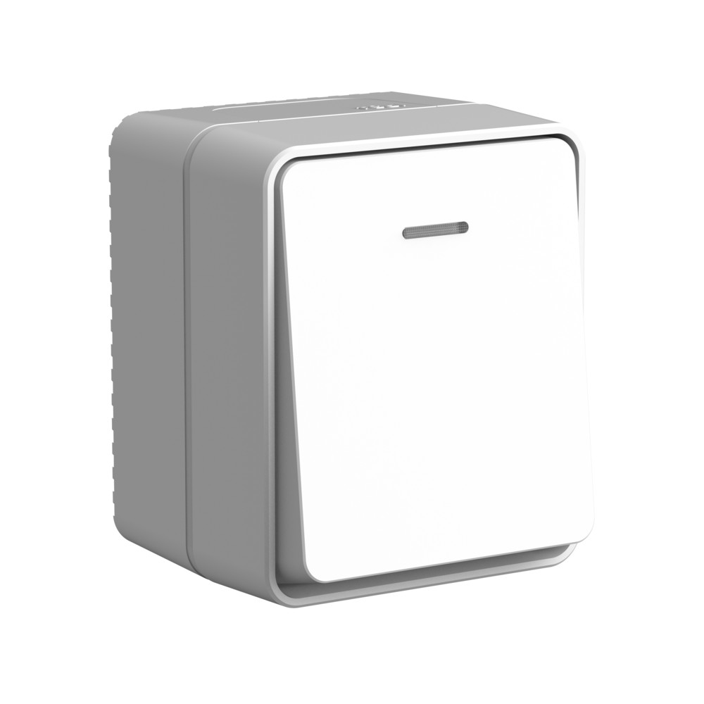 Выключатель "AtlasDеsign" IP54 О/У 1кл. с подсв. (250В, 10АХ)