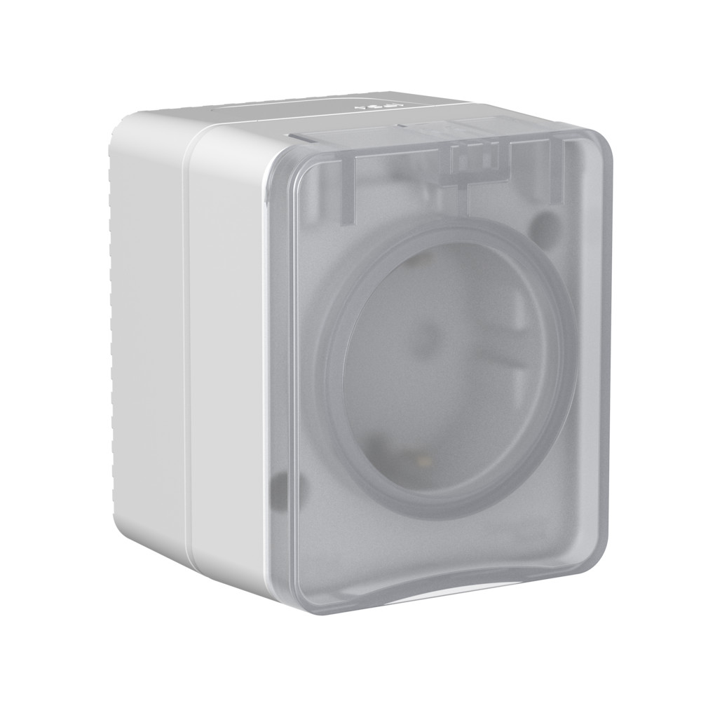 Розетка "AtlasDеsign" IP54 О/У с ЗазК. 1м. (250В,16А, защит.шторки)