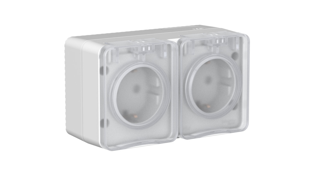 Розетка "AtlasDеsign" IP54 О/У с ЗазК. 2м.(250В,16А, защит.шторки)