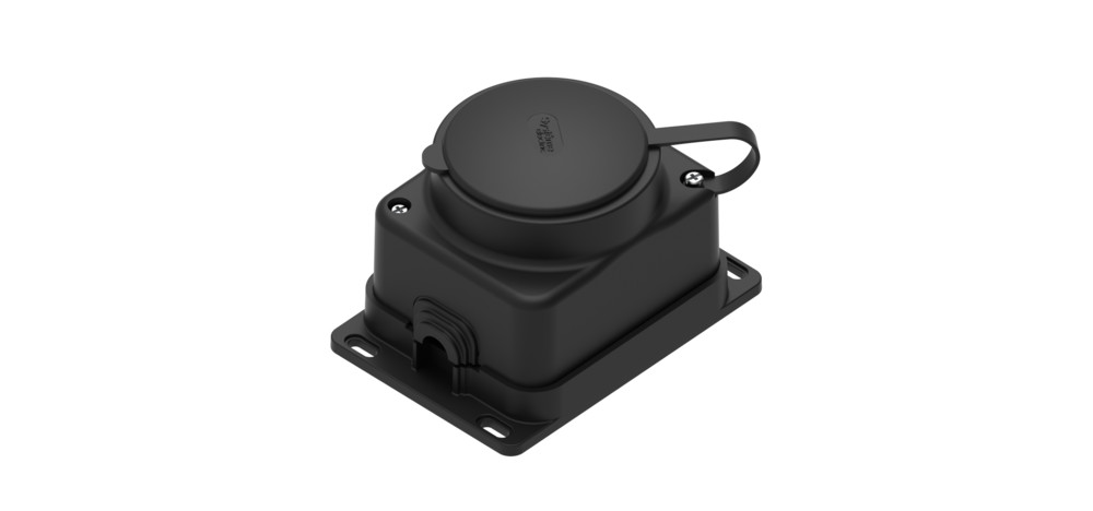MULTISET Розетка 2К+З открытой установки каучуковая 16 А/250 В IP44 ЧЁРНАЯ