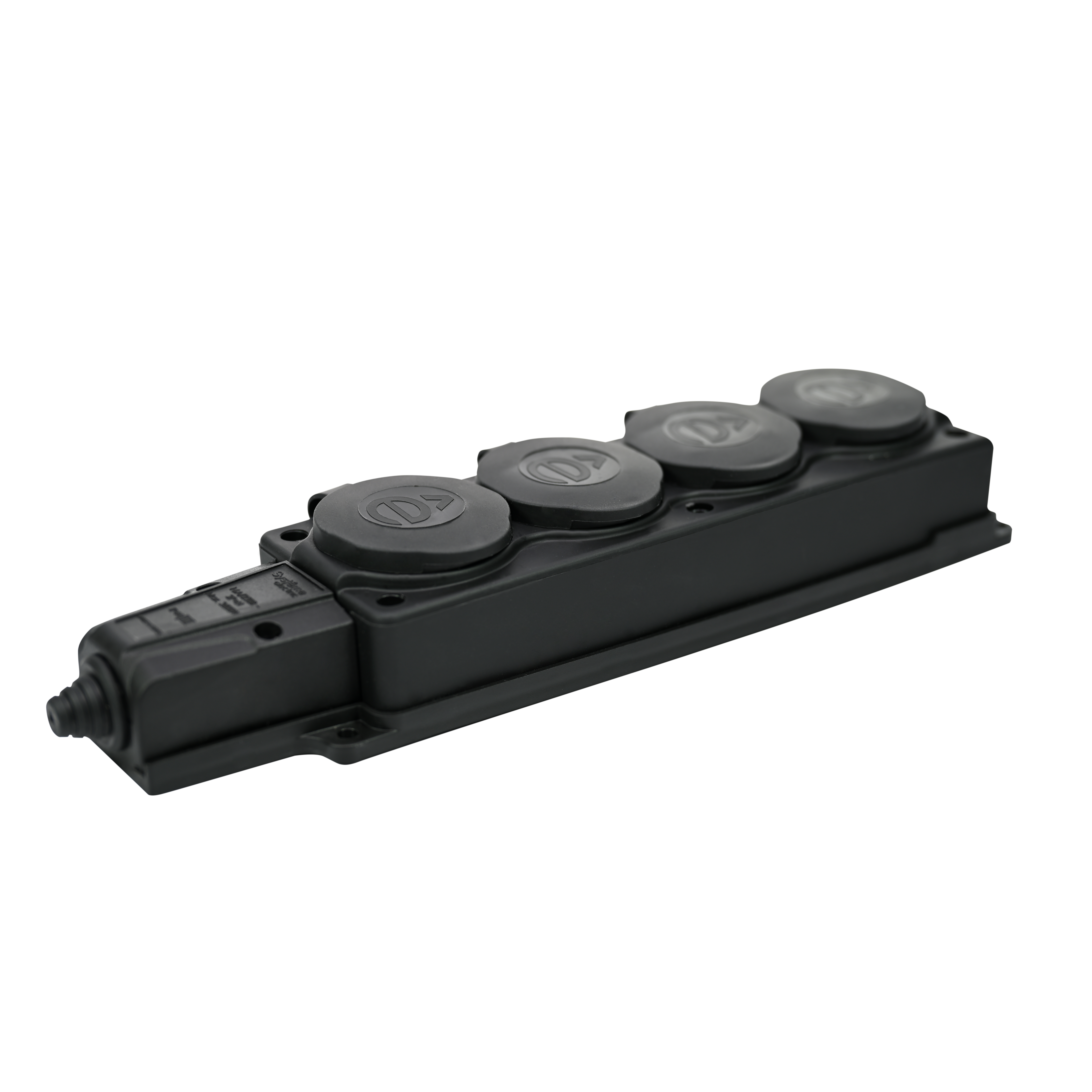 MULTISET Колодка 4х розетка 2К+З каучуковая 16 А/250 В IP44 ЧЁРНАЯ