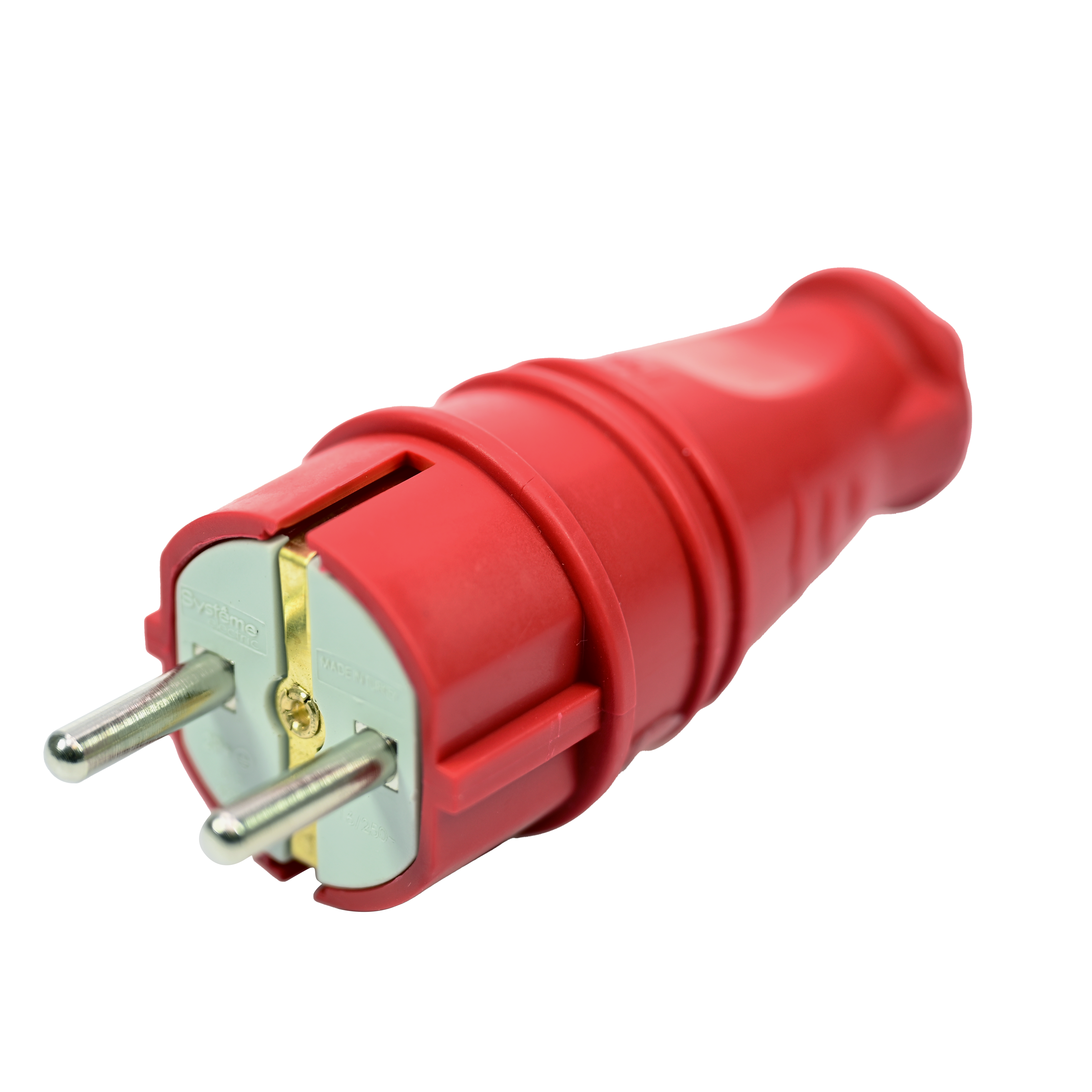 MULTISET Вилка 2К+З прямая каучуковая 16 А/250 В IP44 КРАСНАЯ